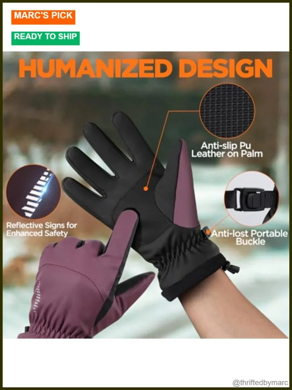 Winter Waterproof Ski Gloves with Touchscreen Fingers, Windproof Thermal for